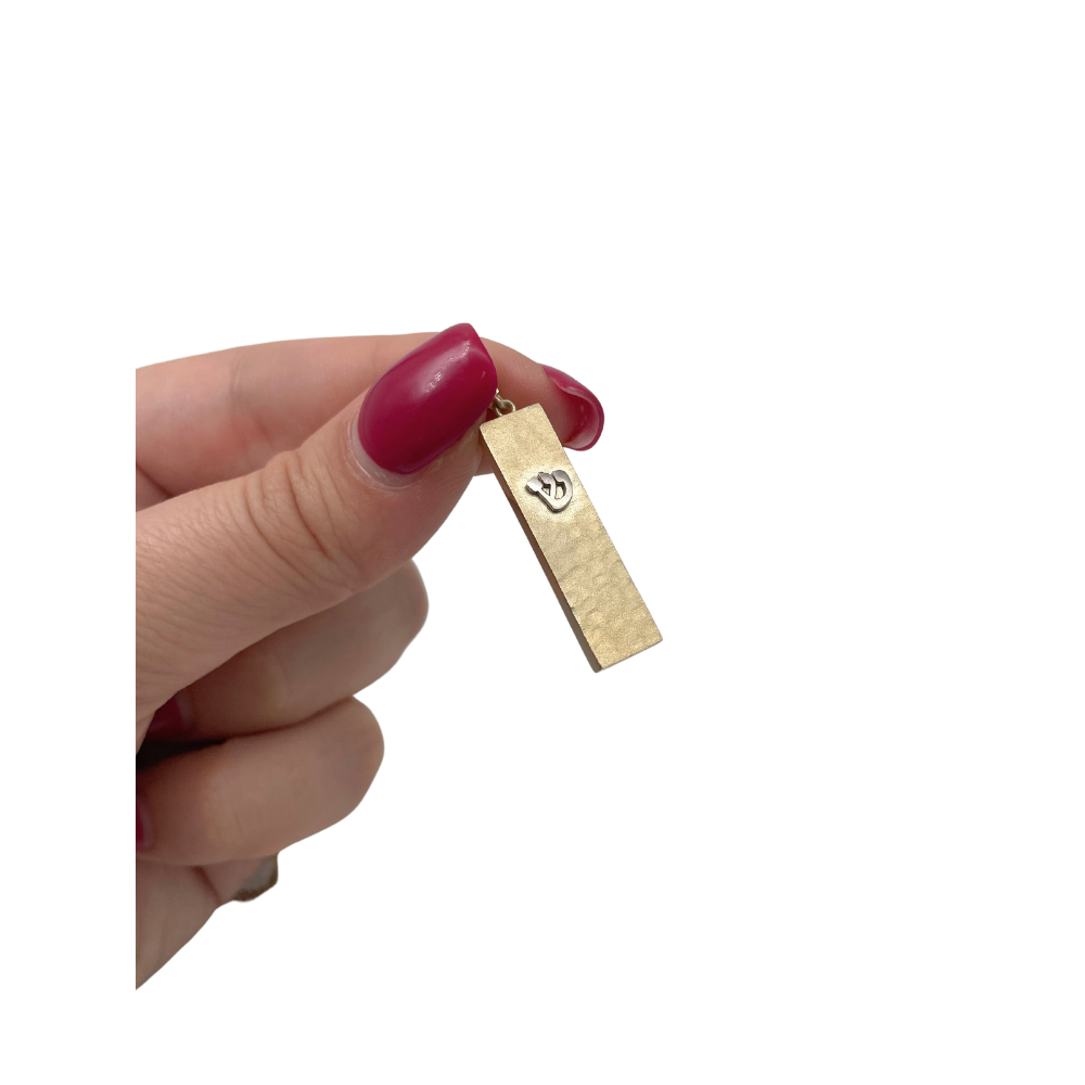 Mezuzah Pendant with Shin in 14k Gold