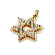 18k Gold Diamond Star of David Pendant