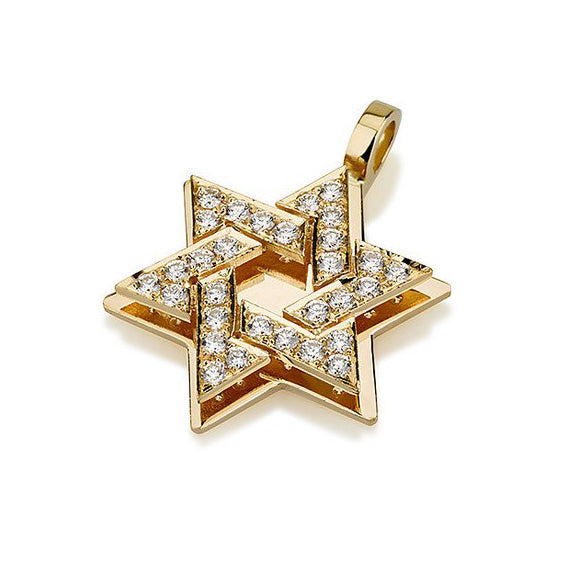 18k Gold Diamond Star of David Pendant