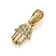 Tiny 18k Gold Diamond Hamsa Charm