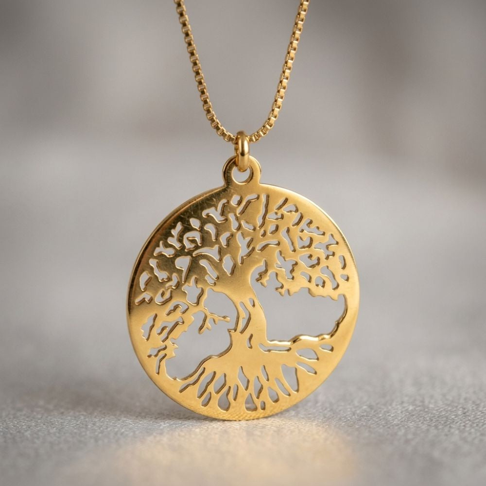 Tree of Life Necklace in Sterling Silver with Box Chain