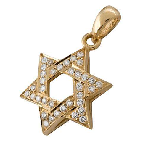 18k Gold Diamond Star of David Pendant