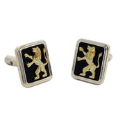 14k Gold Lion of Judah Silver and Onyx Cufflinks