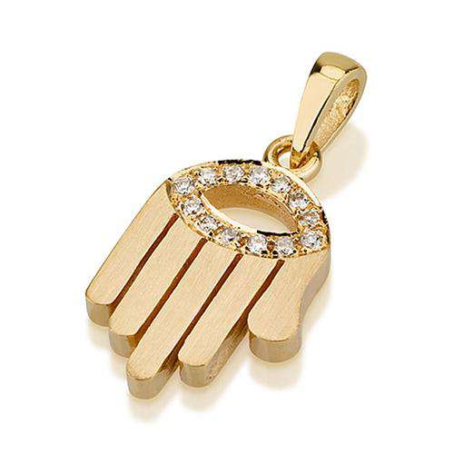 18K Gold Diamond Evil Eye Hamsa Pendant