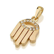 Evil Eye Hamsa Diamond Pendant in 18k Gold