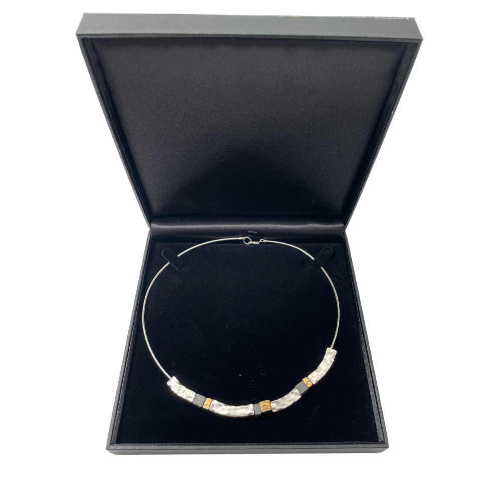 Silver and Gold Plated Pipe Necklace - Electroforming