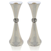 Ziva Sterling Silver Candlesticks with Personalized Tray