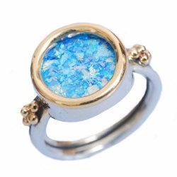 Silver and Gold Roman Glass Circle Ring - Baltinester Jewelry
