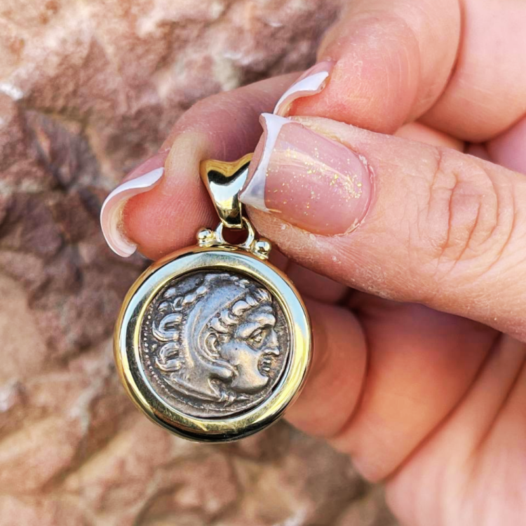 Authentic Alexander Coin in 14K Gold Pendant