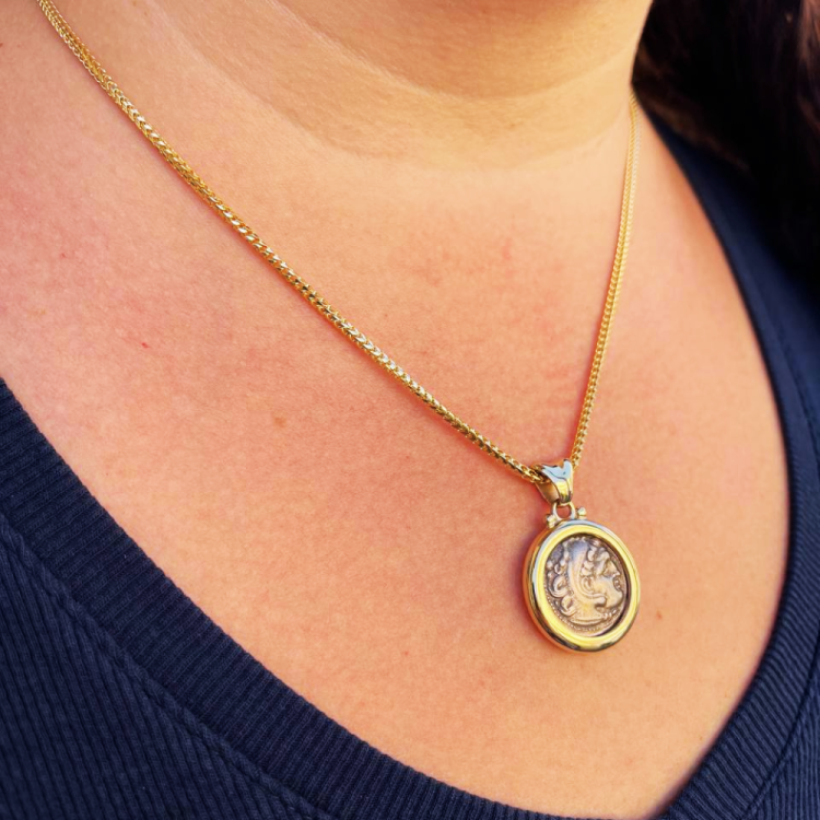 Authentic Alexander Coin in 14K Gold Pendant