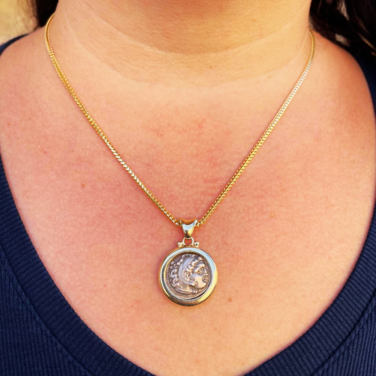 Authentic Alexander Coin in 14K Gold Pendant