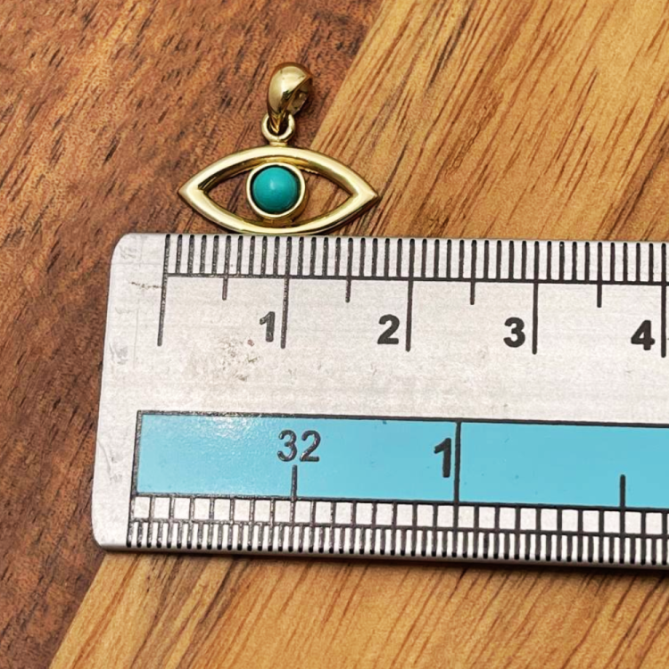 14k Gold Turquoise Evil Eye Pendant