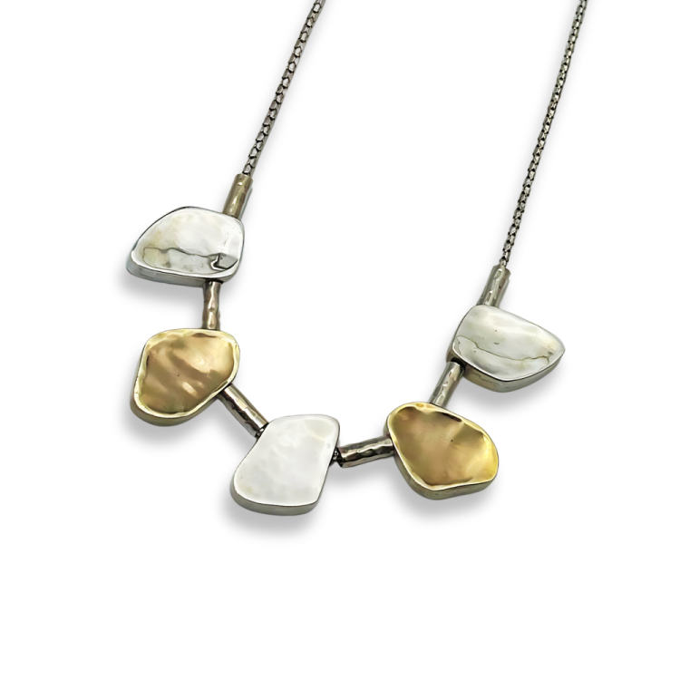 Silver and Gold Jerusalem Stone Necklace