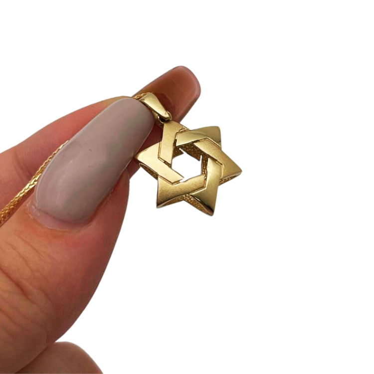 Pillow Intertwined 14k Gold Star of David Pendant
