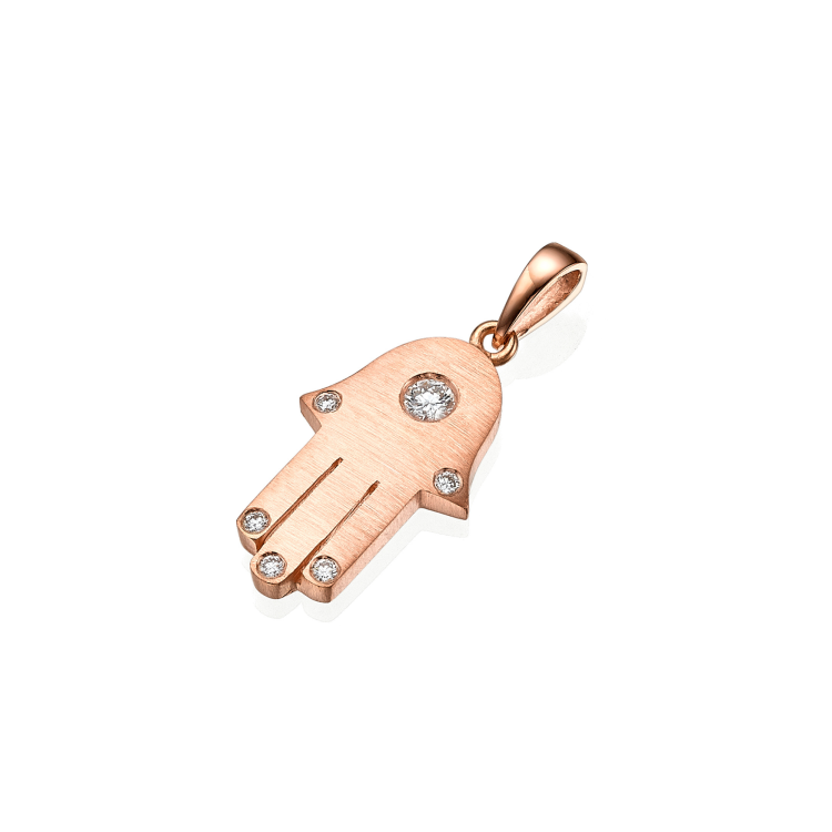 18k Gold Diamond Hamsa Pendant