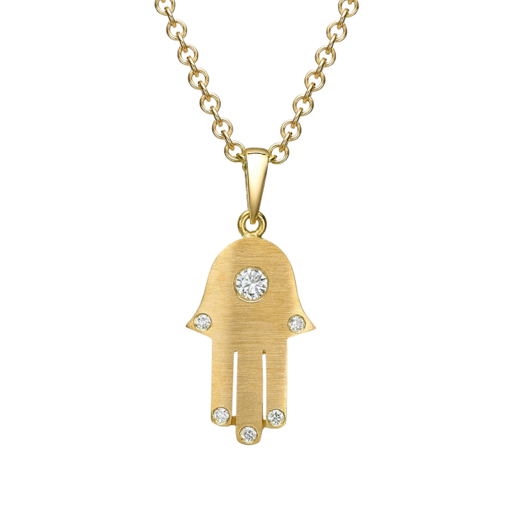 18k Gold Diamond Hamsa Pendant