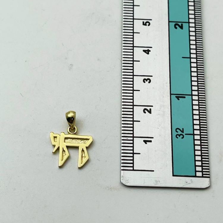 14K Gold Outlined Mini Chai Pendant