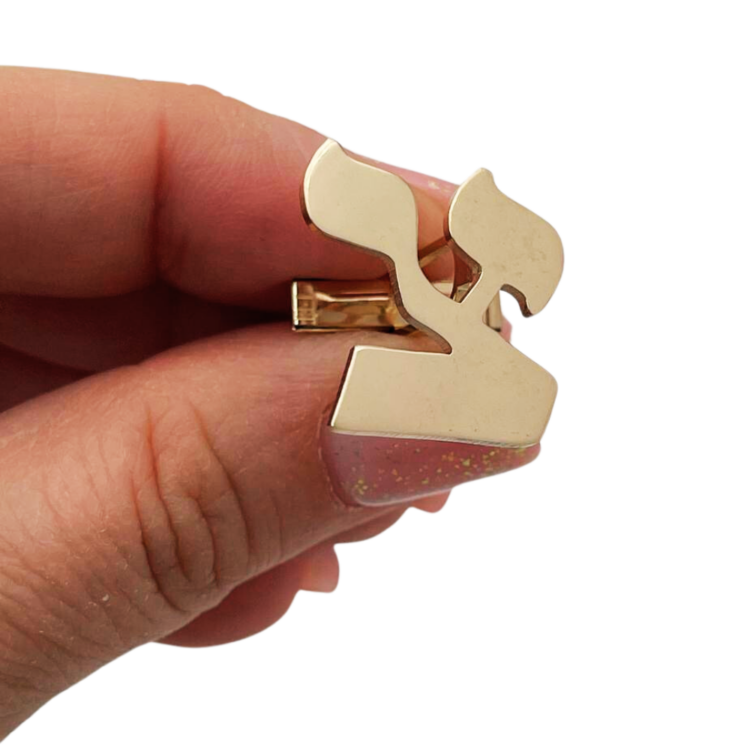 14K Gold Hebrew Initial Cufflinks