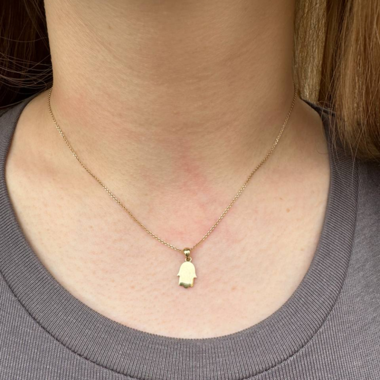 Mini 14K Gold Minimalist Hamsa Pendant