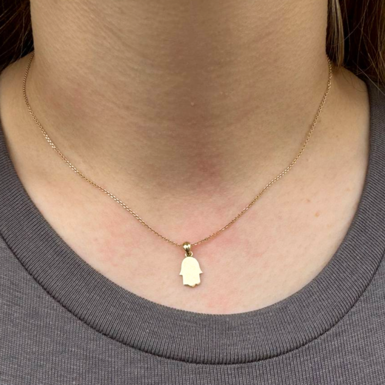 Mini 14K Gold Minimalist Hamsa Pendant