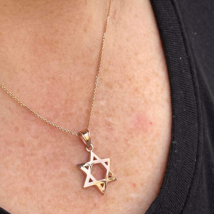 Shiny Domed 14k Gold Star of David Pendant