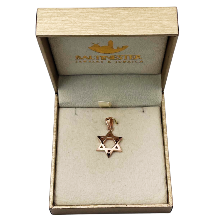 Shiny Domed 14k Gold Star of David Pendant