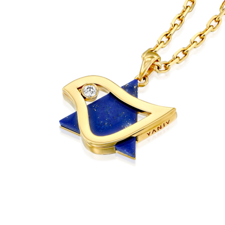 Dove Magen David Diamond Pendant in 18k Gold