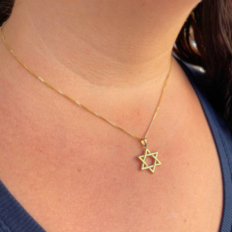 Wavy Star of David Pendant 14k Gold