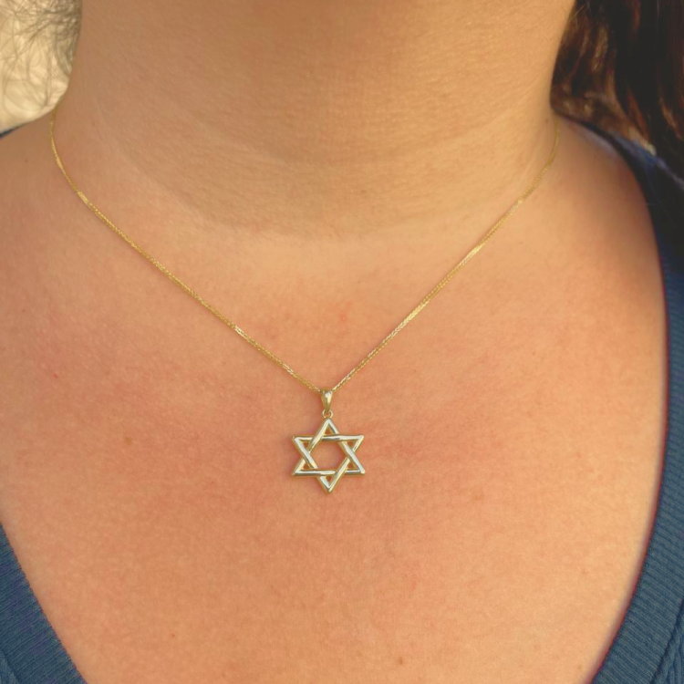 Wavy Star of David Pendant 14k Gold