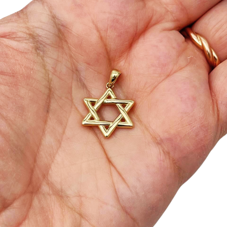 Wavy Star of David Pendant 14k Gold