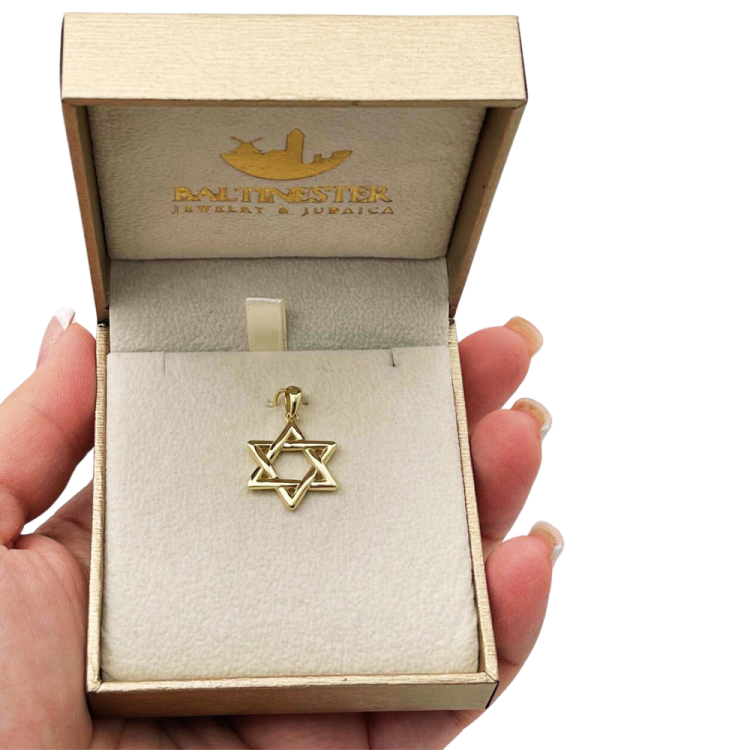 Wavy Star of David Pendant 14k Gold