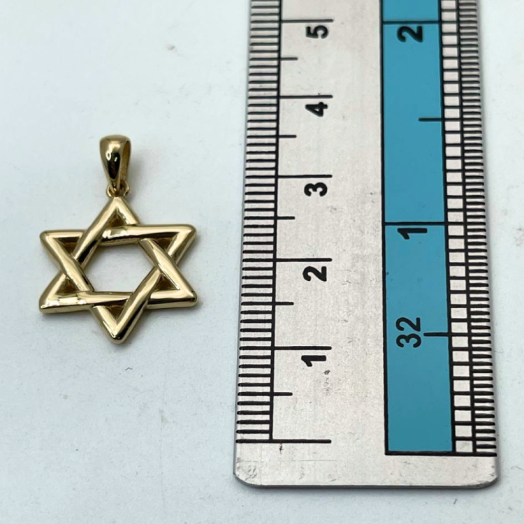 Wavy Star of David Pendant 14k Gold