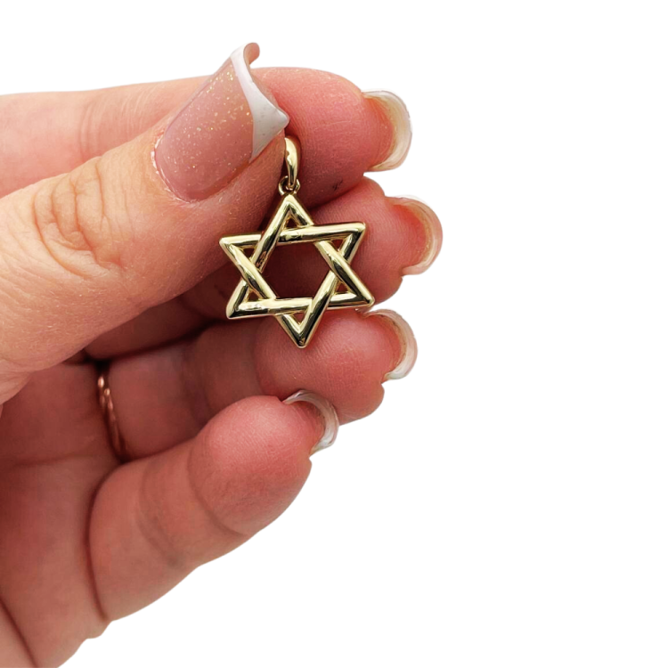 Wavy Star of David Pendant 14k Gold