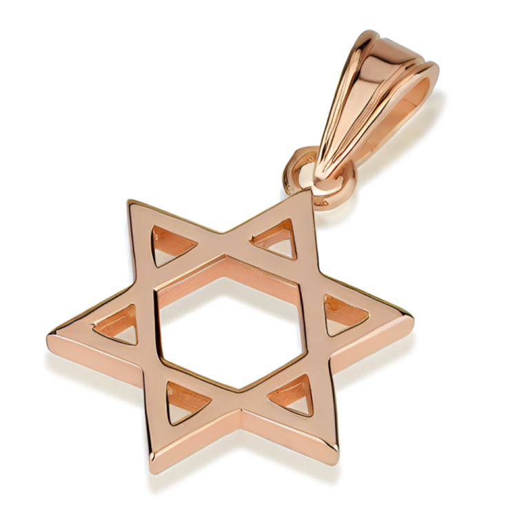 Classic Thick 14K Gold Star of David Pendant