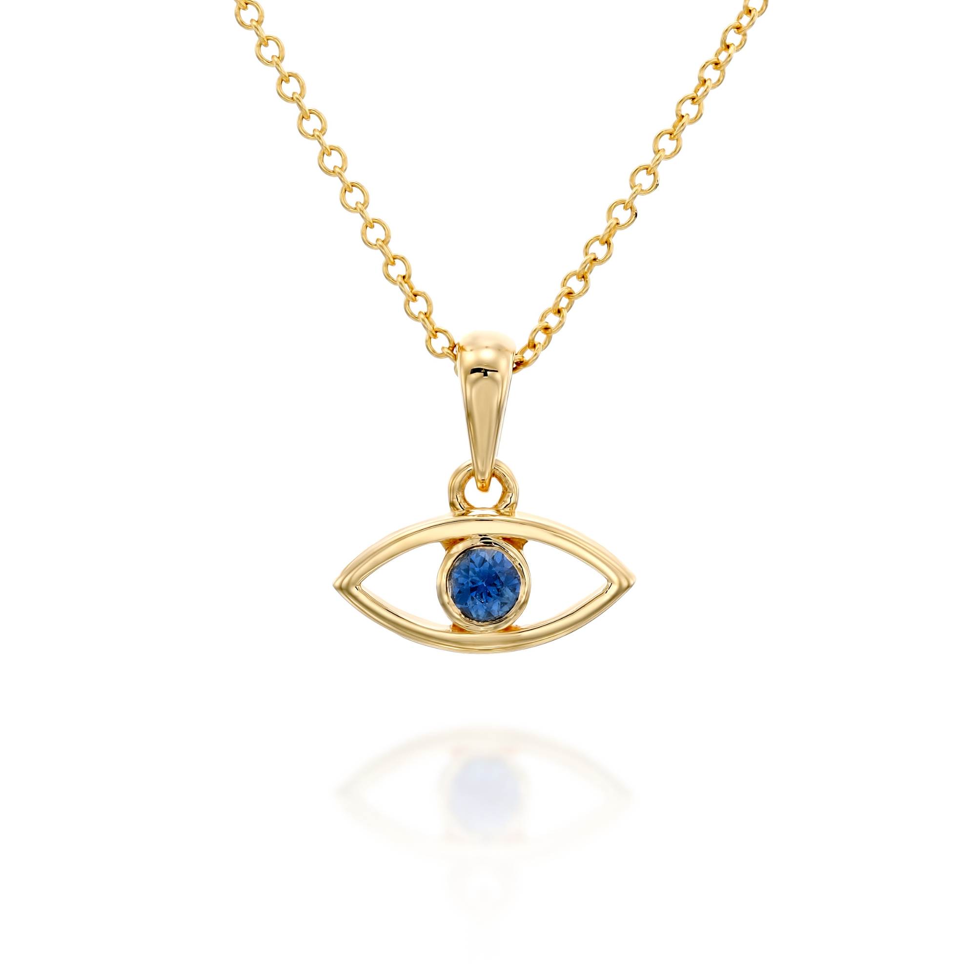 18k Gold Sapphire Evil Eye Pendant