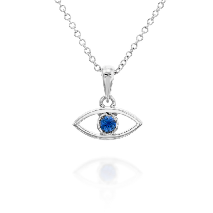 18k Gold Sapphire Evil Eye Pendant