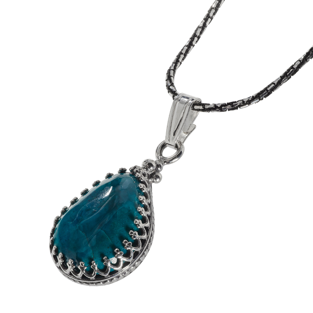 Classic Eilat Stone Drop Silver Pendant - Baltinester Jewelry