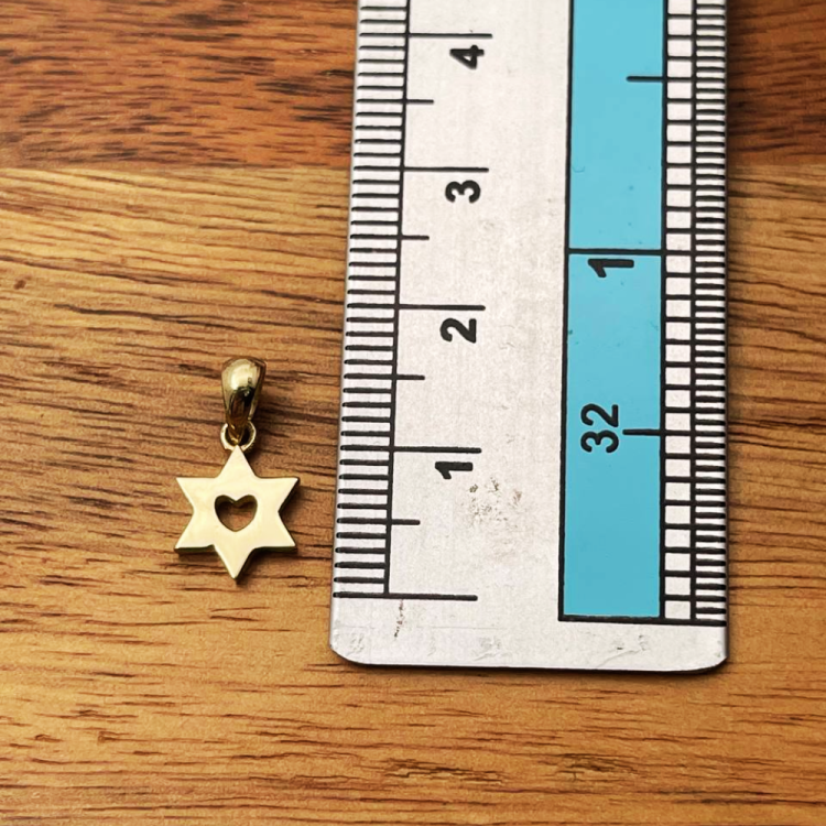 Dainty Heart Star of David 14K Gold Charm