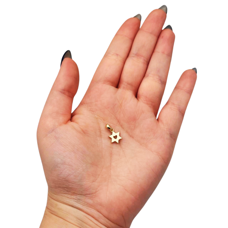 Dainty Heart Star of David 14K Gold Charm