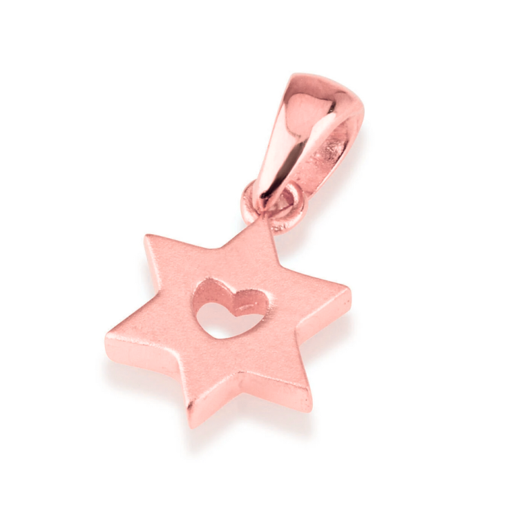 Dainty Heart Star of David 14K Gold Charm