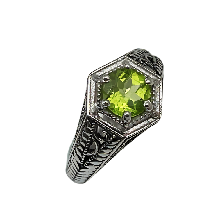 14k White Gold Peridot Ring