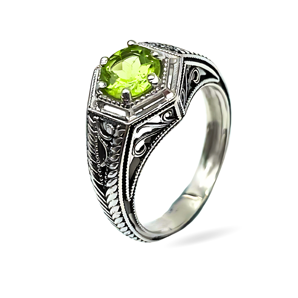 14k White Gold Peridot Ring