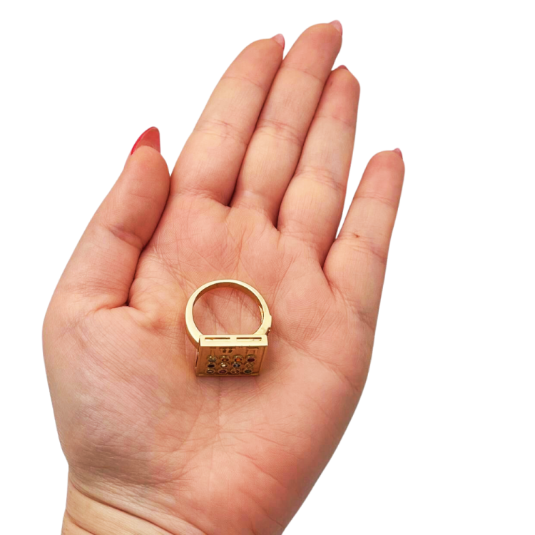 Square Hoshen Ring 14K Yellow Gold, Gold Jewish Ring, Jewish Jewelry,