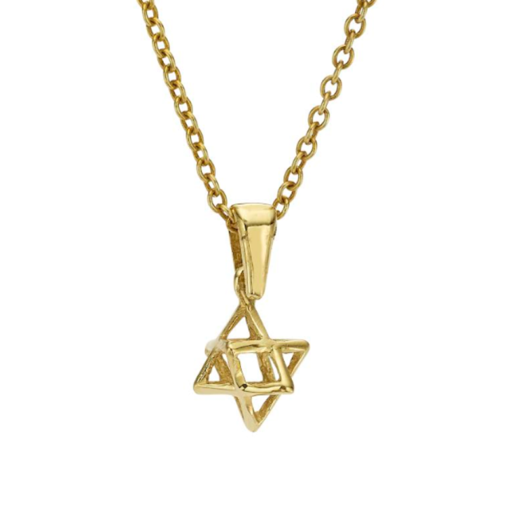 Merkabah Kabbalah Star of David Pendant in14k Gold - Small