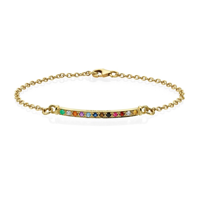 12 Tribes Hoshen Slim Bracelet with Semi Precious Stones in 14k Gold