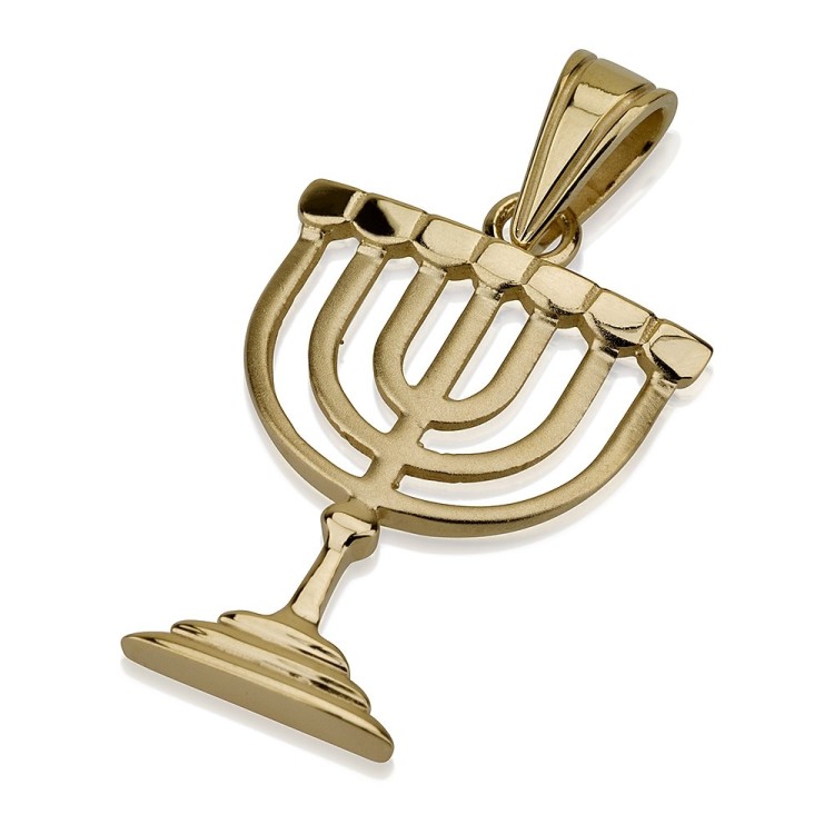 Traditional 14K Gold Menorah Pendant