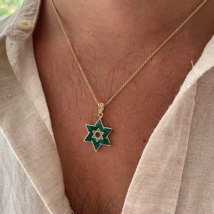 Eilat Star of David Pendant in 14K Gold