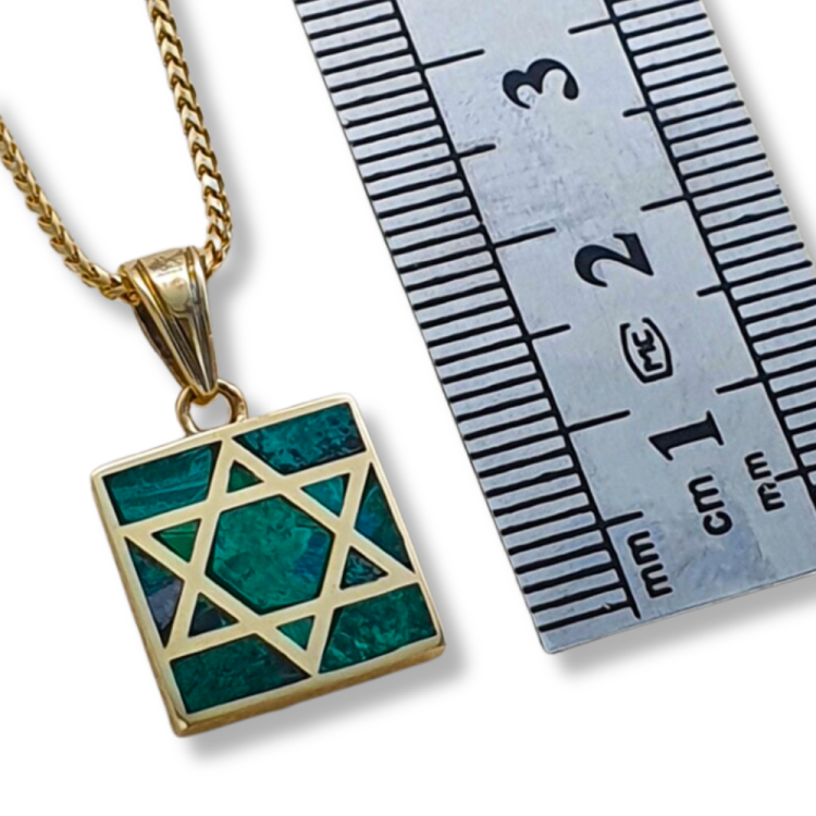 Eilat Star of David Square Pendant in 14K Gold