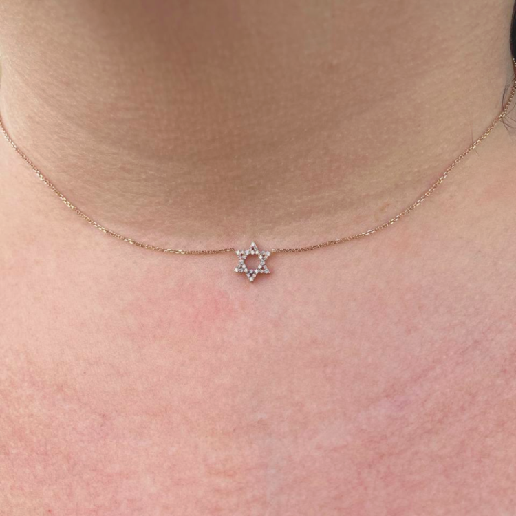 Diamond Star of David Necklace in 14K Gold