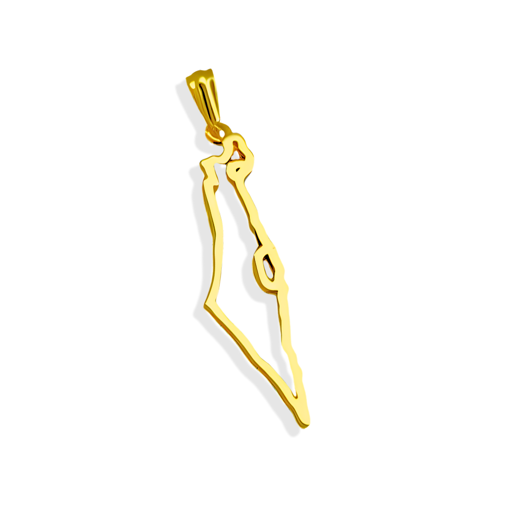 Outline Map of Israel 14K Gold Pendant